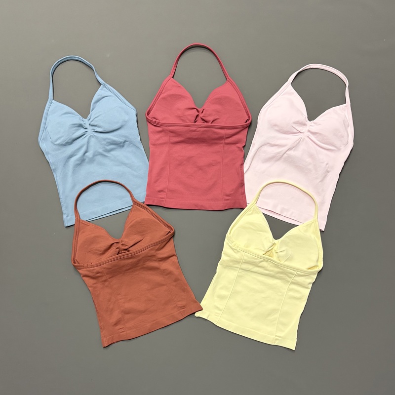 Yoga Strap Cotton - Tank Top Olahraga Wanita Tanpa Jahitan,