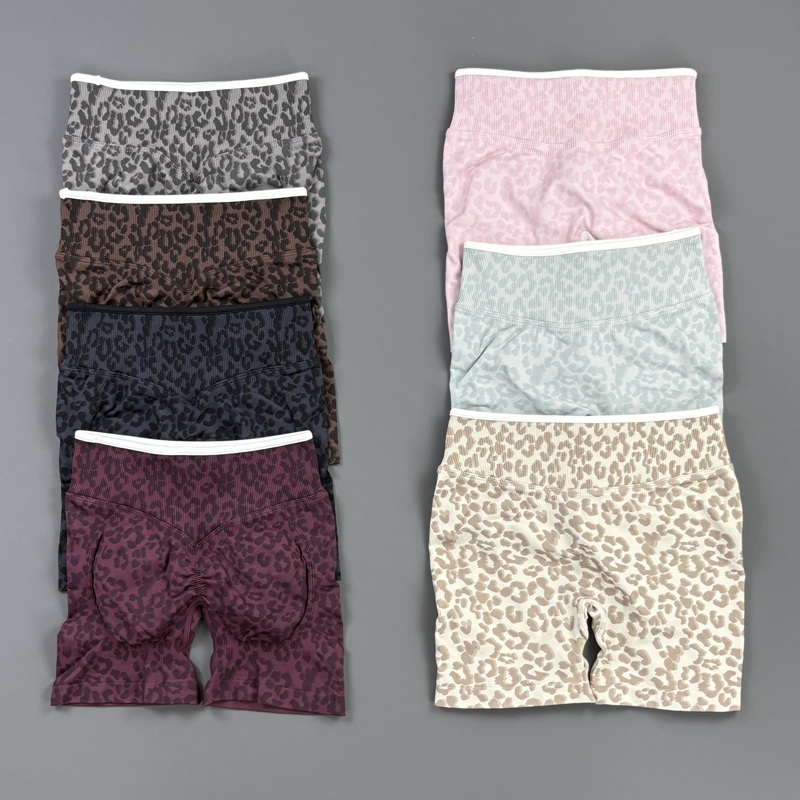 Pilates Yoga Legging - Celana Pendek Gym HISTELLO Motif Leopard