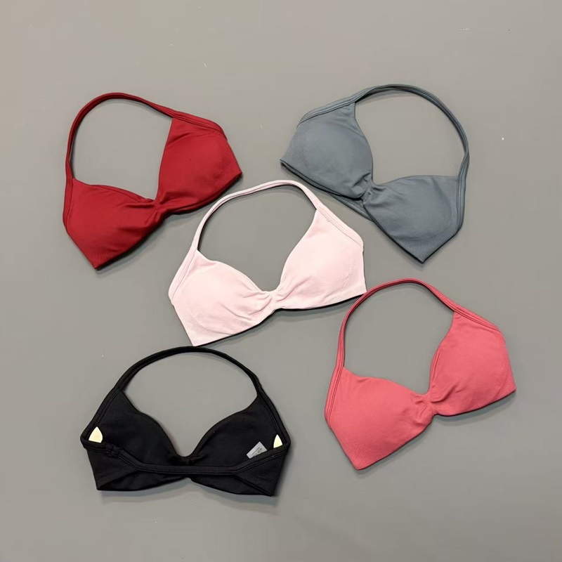 Yoga Strap Cotton - Bra Olahraga Wanita Model Halter V-Neck