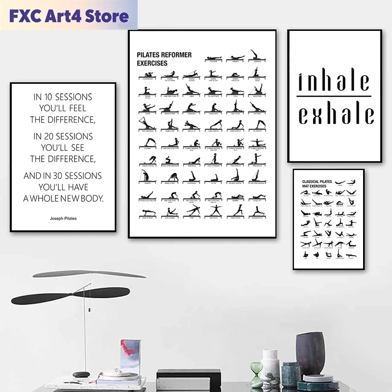 Poster Bagan Latihan Pilates T - Pilates Yoga Gym ulasan dan harga