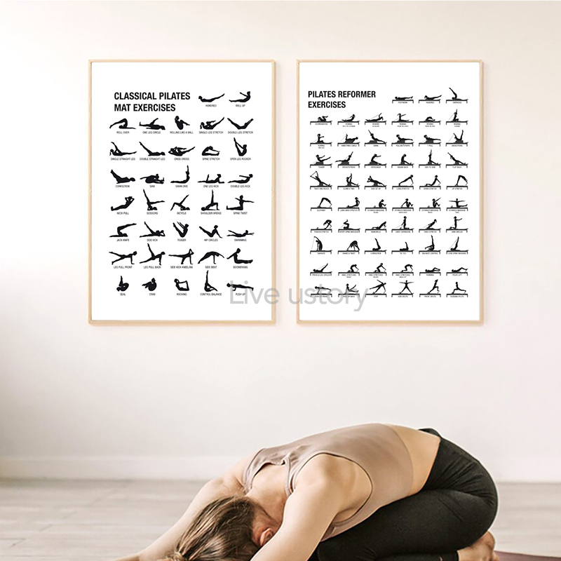 Poster Bagan Latihan Pilates T - Pilates Yoga Gym ulasan dan harga